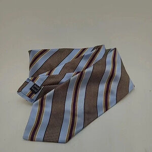 IKE BEHAR Neck Tie Men's 100% Silk USA Designer Striped Red Blue Gold